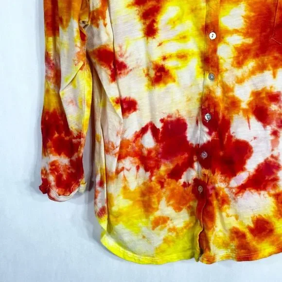 AJ Andrea Jovine XL Top Sunrise Sensations Tie Dye Orange‎ Yellow Handmade 1328 - Picture 6 of 11